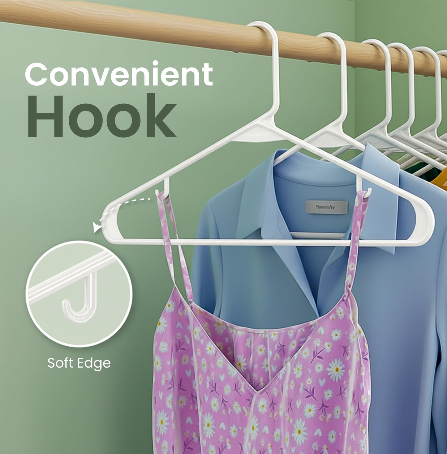 Utopia Home Plastic Hanger, 50 Pack, White Clothes Hangers with Hooks, Durable Heavy Duty Coat Hangers for Shirts, Pants, Skirts, Jackets, Blouses, Dresses, and Everyday Closet Organization - Available at All In One Marketplace Canada