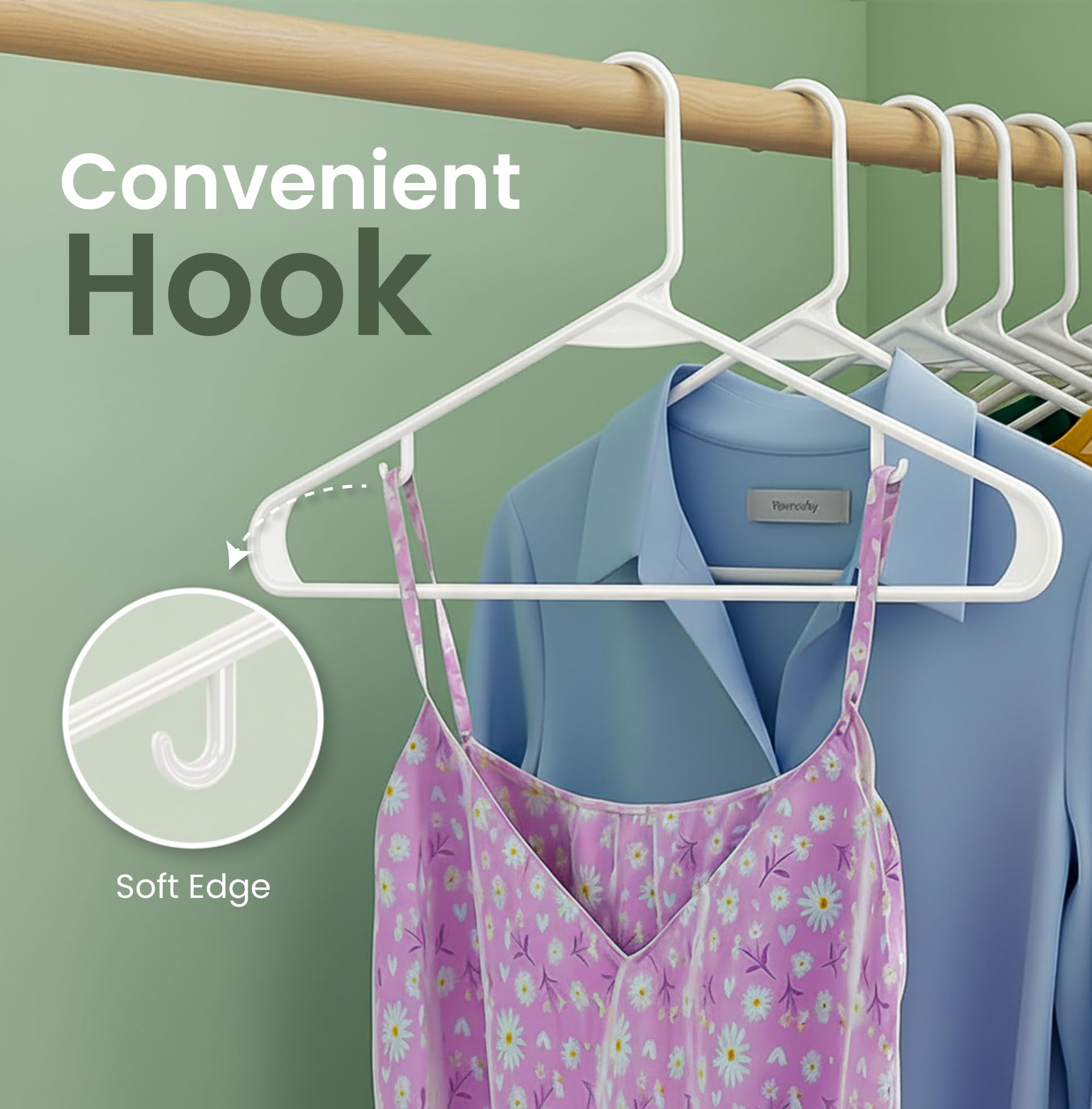 Utopia Home Plastic Hanger, 50 Pack, White Clothes Hangers with Hooks, Durable Heavy Duty Coat Hangers for Shirts, Pants, Skirts, Jackets, Blouses, Dresses, and Everyday Closet Organization - Available at All In One Marketplace Canada