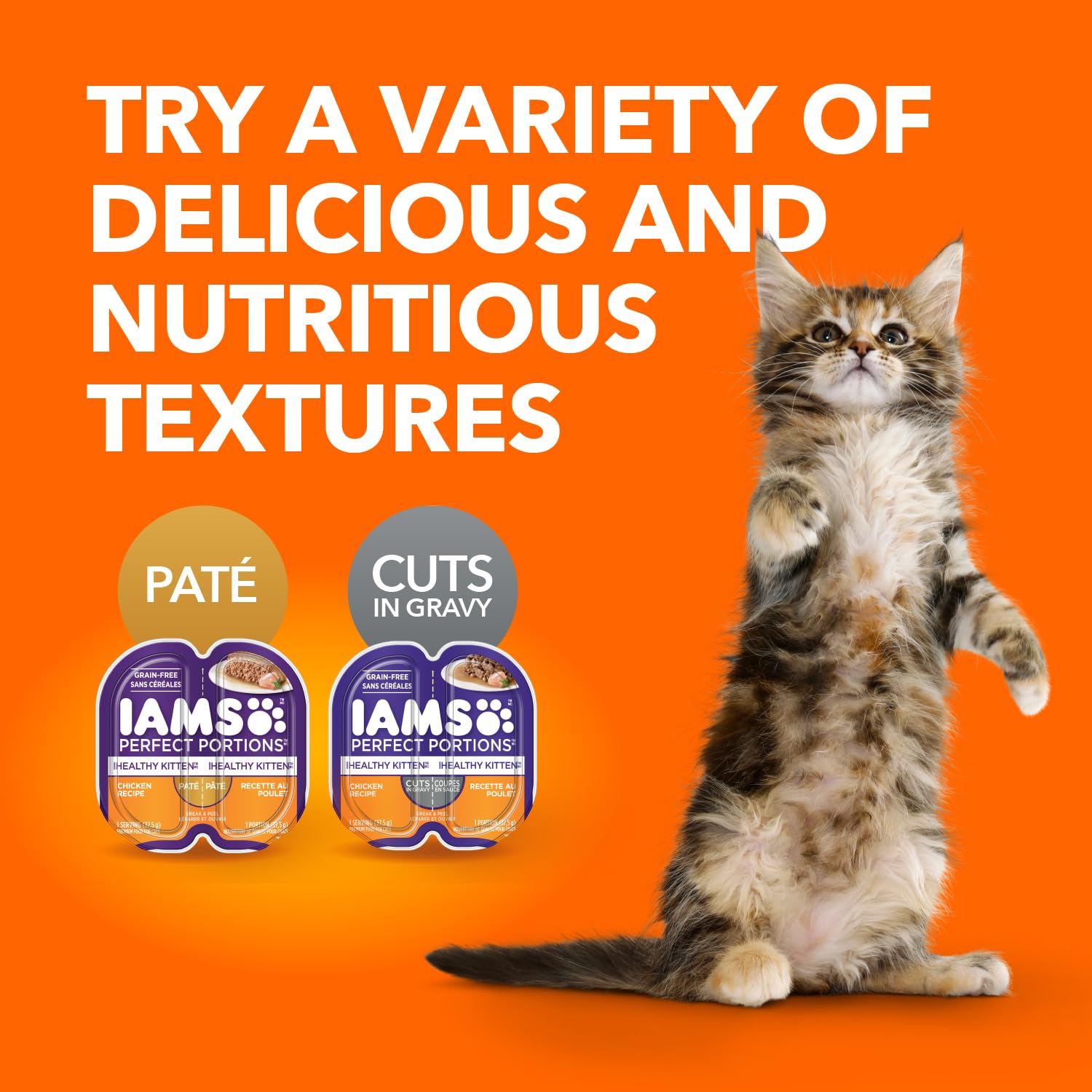 IAMS PERFECT PORTIONS Kitten Wet Cat Food, Chicken Flavour, 75g (24 pack) IAMS