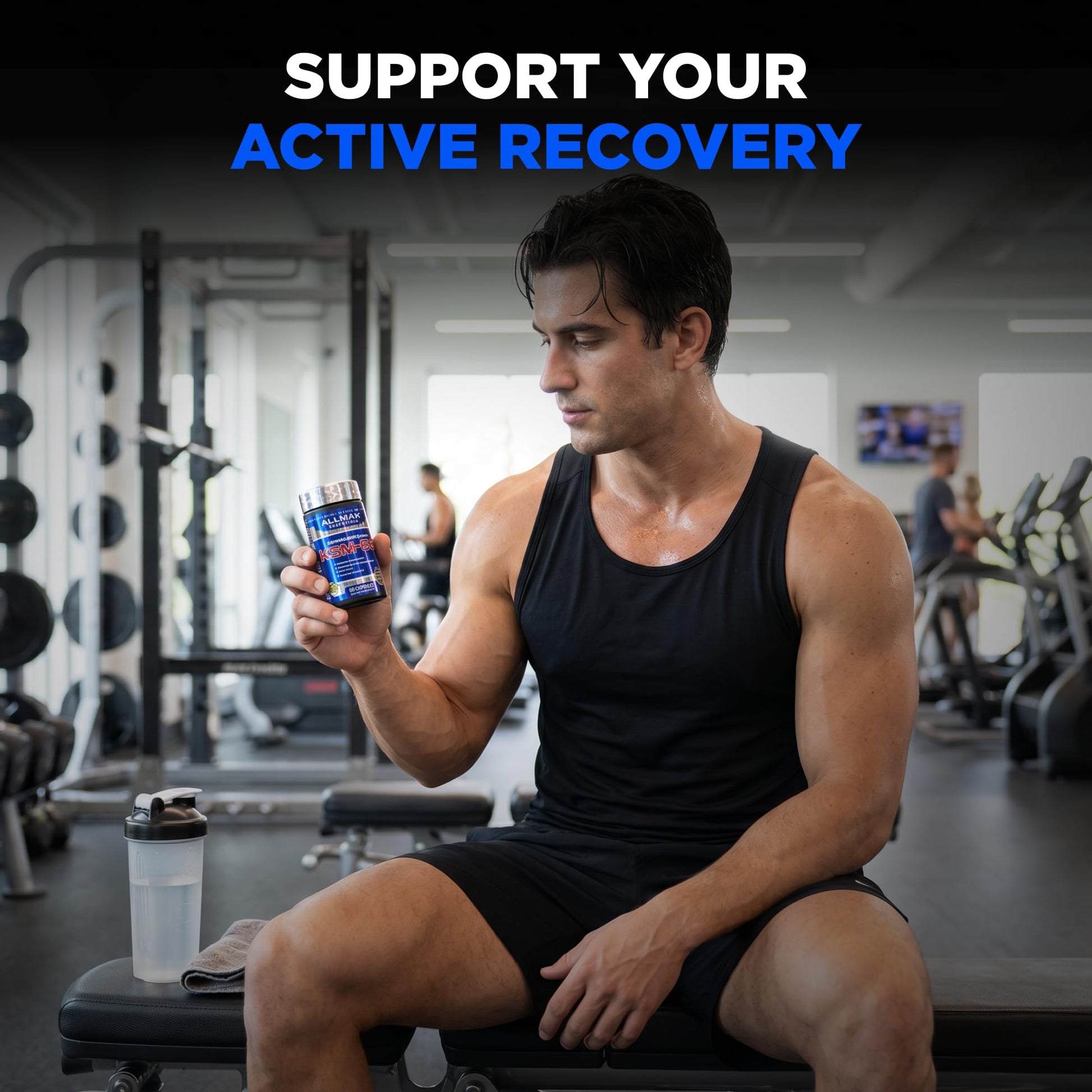ALLMAX Ashwagandha KSM-66 Capsules - Full Spectrum Root Extract Supplement - Muscle Strength & Recovery, Stress Relief - 60 Veggie Caps, 30 Servings, Non-GMO, Gluten Free - Available at All In One Marketplace Canada