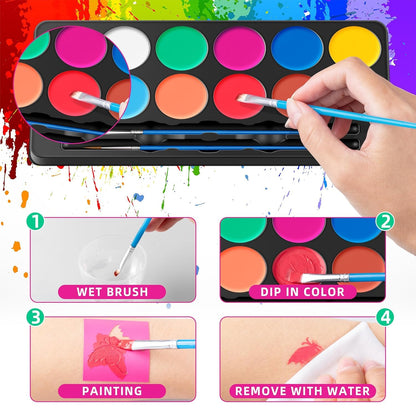 Maydear Face Painting Kit for Kids with 12 Colors Safe and Non-Toxic Large Water Based Face Paint (Matte) - Available at All In One Marketplace Canada