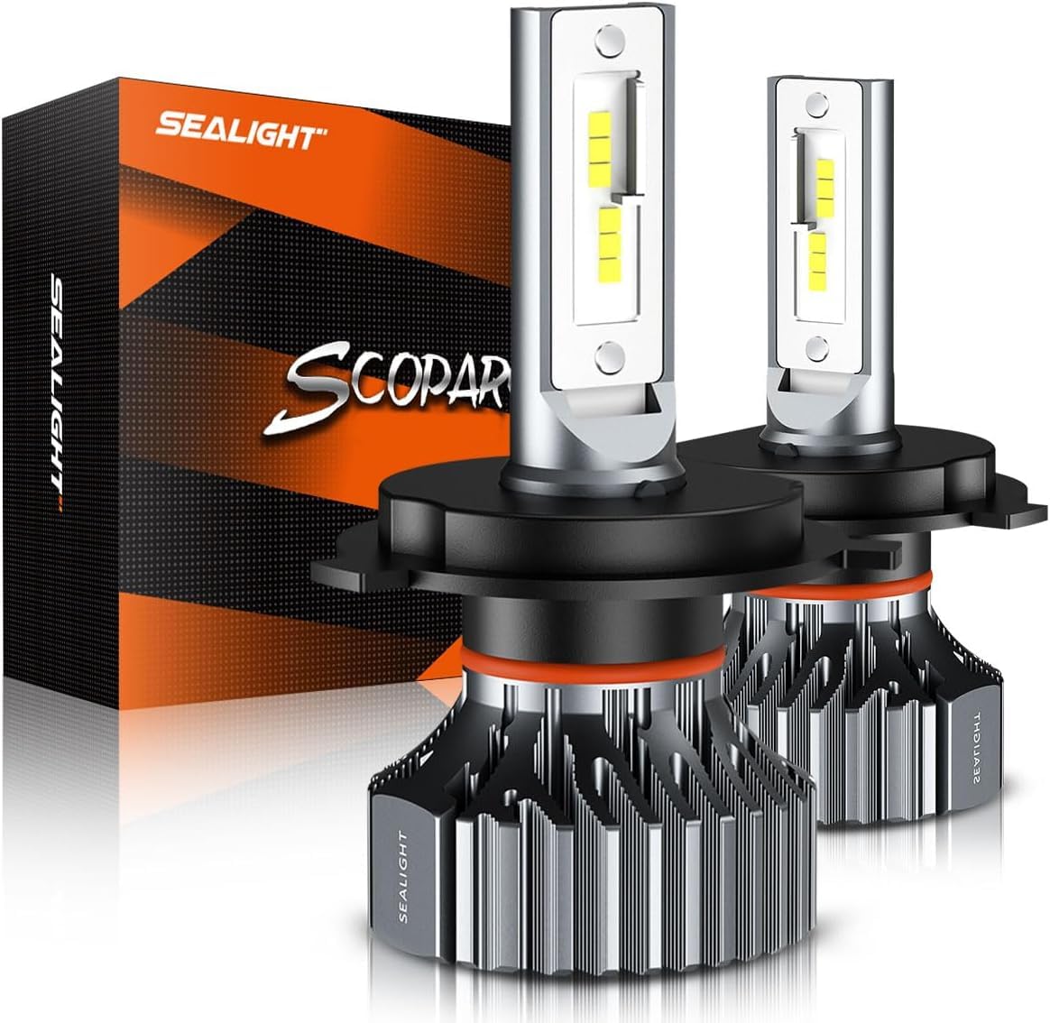 SEALIGHT 9003 H4 HB2 LED Headlight Bulbs, 45000 Lumens Super Bright LED Bulbs, 6000K Super Bright White Halogen Replacement Bulbs, Quick Installation, Pack of 2