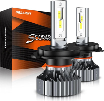 SEALIGHT 9003 H4 HB2 LED Headlight Bulbs, 45000 Lumens Super Bright LED Bulbs, 6000K Super Bright White Halogen Replacement Bulbs, Quick Installation, Pack of 2