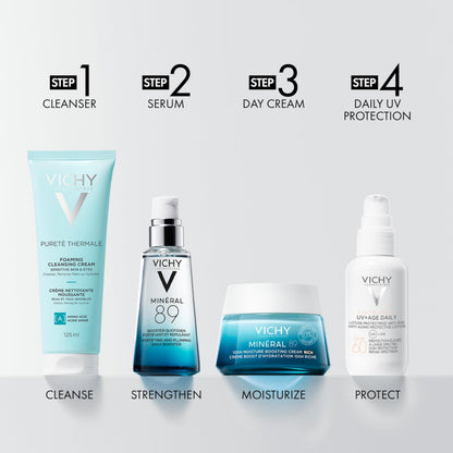 Vichy Minéral 89 face Moisturizer, 100H Moisture Boosting Fragrance Free Rich Cream with Hyaluronic Acid, Niacinamide, Vitamin E & Squalane, for Dry-Very Dry Skin, Recommended by Dermatologists, 50ml VICHY