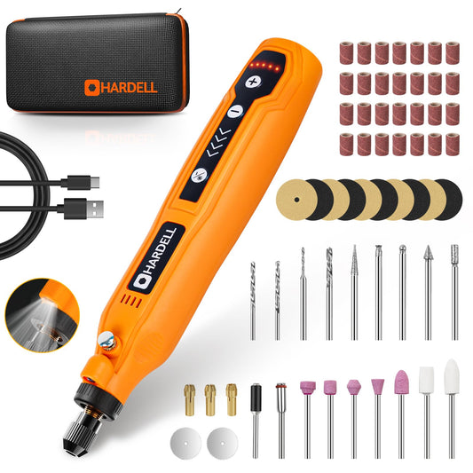 HARDELL Mini Cordless Rotary Tool, 5-Speed and USB Charging Rotary Tool Kit, Multi-Purpose 3.7V Power Rotary Tool with 61 Accessories for Sanding, Polishing, Drilling, Etching, Engraving, DIY Crafts