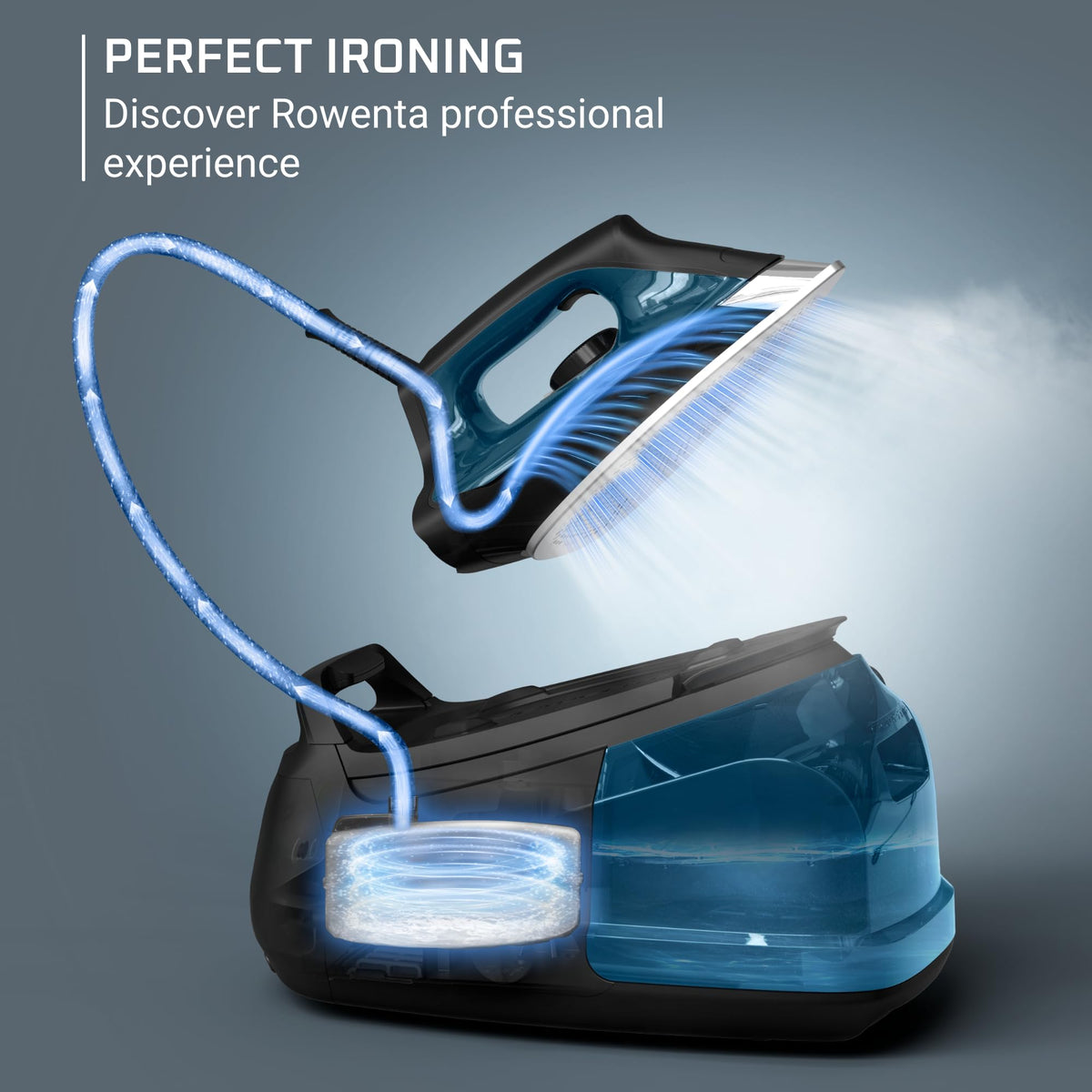Rowenta Steam Station Iron Steamer for Clothes, 1800 Watts, Blue, DG8624