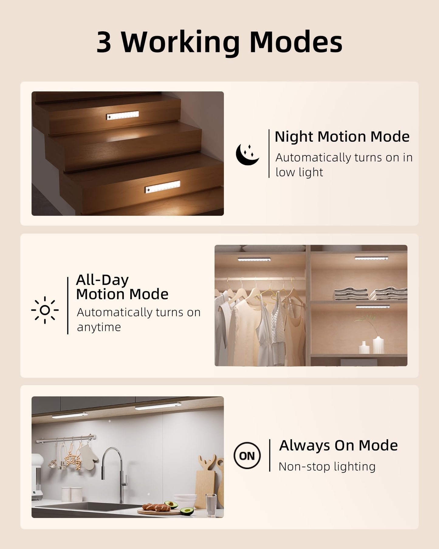 EZVALO 6-Pack Under Cabinet Lighting with Charging Station, Rechargeable Motion Sensor Lights, 3 Color Temps, Dimmable 62 LED Wireless Motion Activated Cabinet Lights with Remote for Kitchen,Pantry - Available at All In One Marketplace Canada