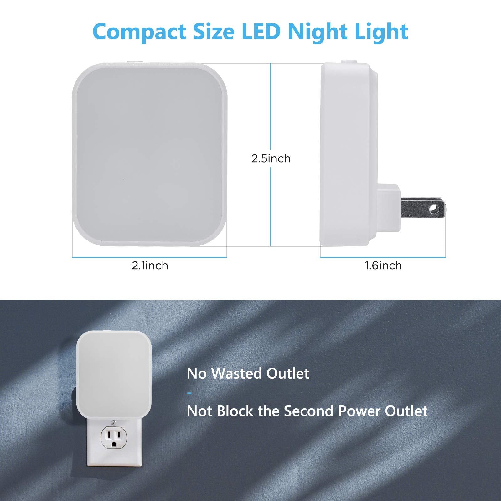 Lomotech Plug-in LED Night Light, 4 Pack Adjustment Lighting White Night Lights, Dusk to Dawn Sensor Nightlight, ETL Certified Night Lamp for Bedroom,Toilet,Stairway,Hallways (Soft White & Cool White)
