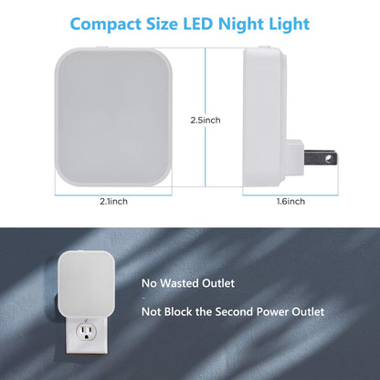 Lomotech Plug-in LED Night Light, 4 Pack Adjustment Lighting White Night Lights, Dusk to Dawn Sensor Nightlight, ETL Certified Night Lamp for Bedroom,Toilet,Stairway,Hallways (Soft White & Cool White)