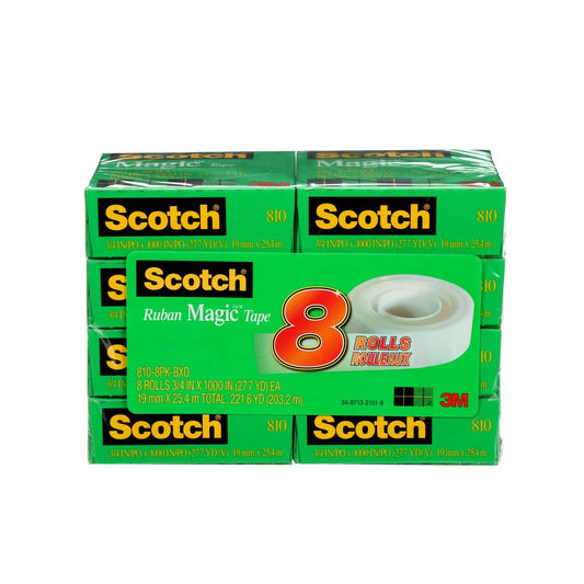 Scotch Tape Magic Tape, 19mm Wide x 25.4m, 8 Rolls
