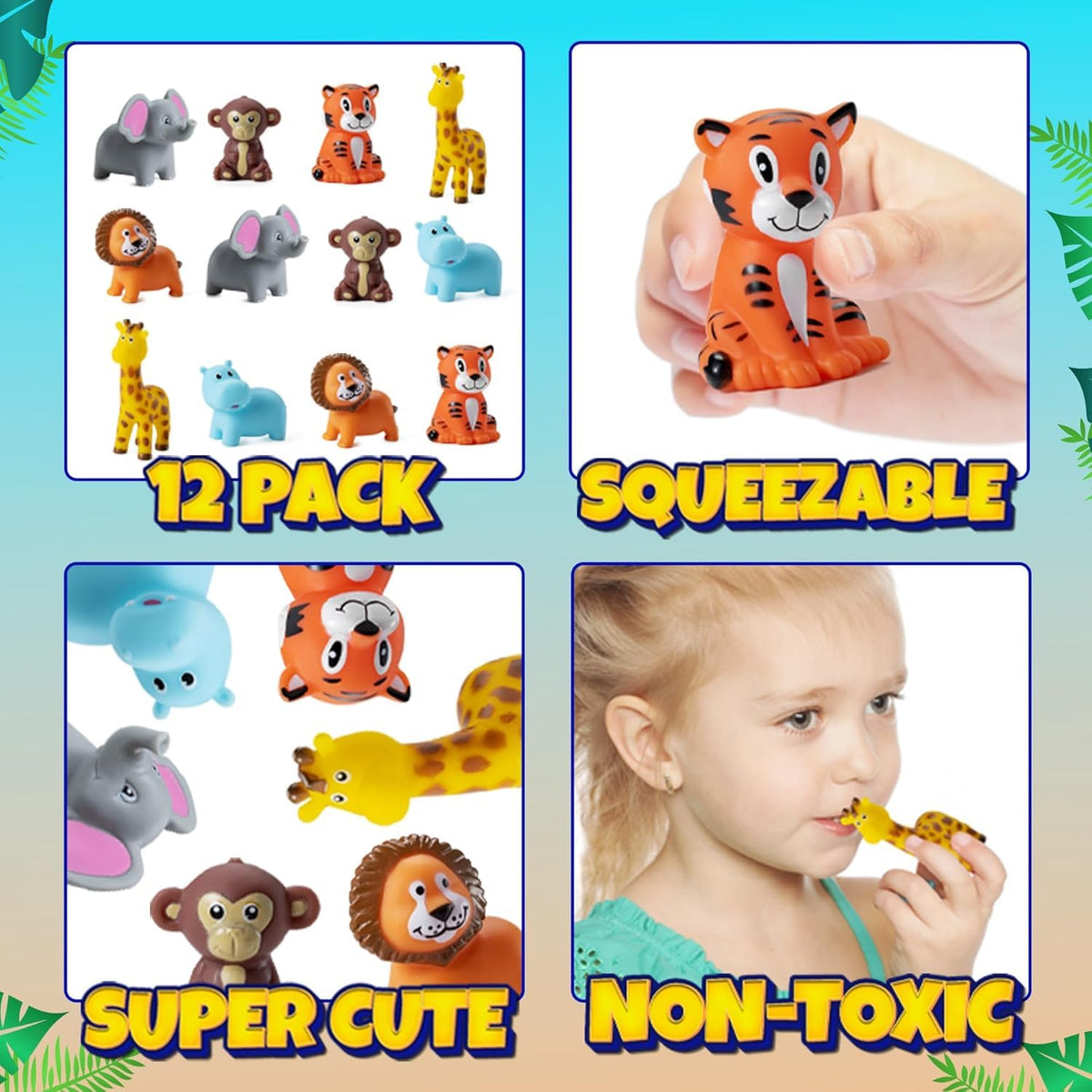 Mini Zoo Animal Bath Toys (12-Pack) Vinyl Rubber Safari Animal Figures 🍁 All In One Marketplace Canada
