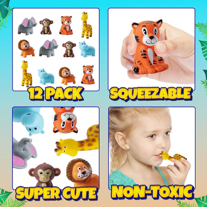 Mini Zoo Animal Bath Toys (12-Pack) Vinyl Rubber Safari Animal Figures 🍁 All In One Marketplace Canada