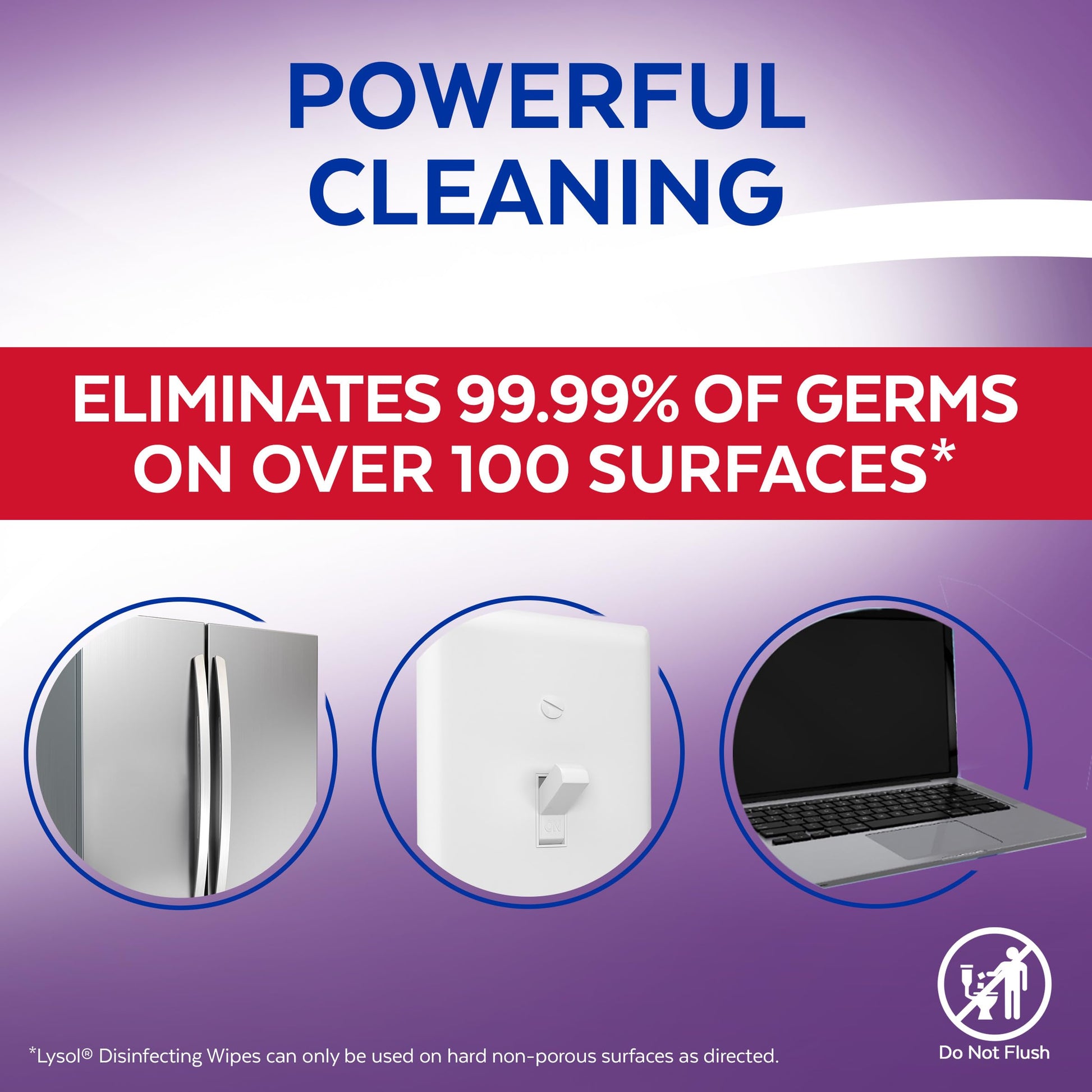 Lysol Disinfecting Wipes, Thick Cleaning Wipes with Micro Pocket Pattern for Home & Electronics, Eliminates Germs on 100+ Surfaces, Removes Allergens, Lavender Scent, 6 x 75 Count (450 Total Wipes)