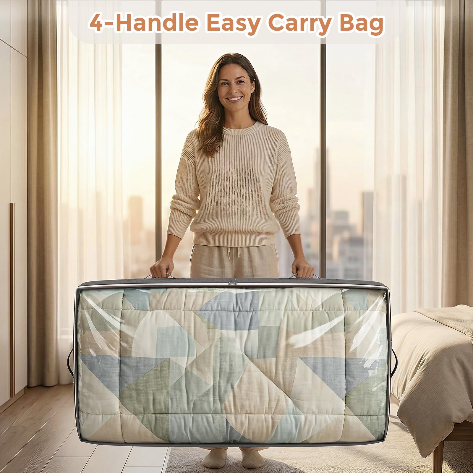 Budding Joy 90L Under Bed Storage Containers, Closet Organizers and Storage Bins, Foldable Underbed Storage Bags for Blankets, Towels, Comforter, Sweaters, Pillows, Linen Sheets, Wrapping Paper - Available at All In One Marketplace Canada