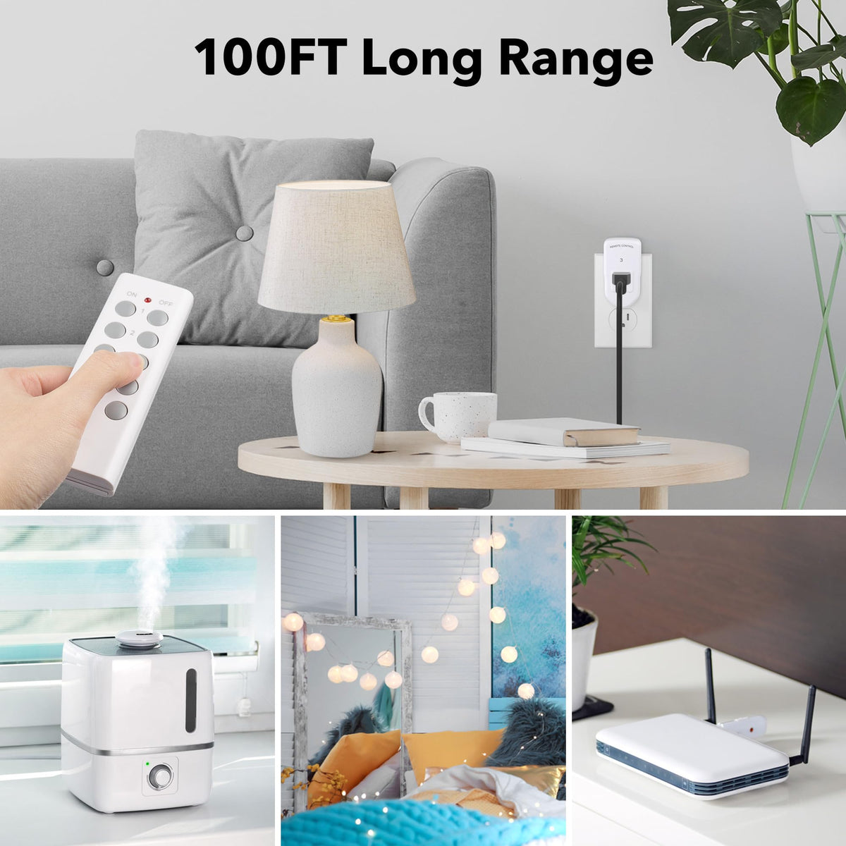 BN-LINK Wireless Remote Control Electrical Outlet Switch for Lights, Fans, Christmas Lights, Small Appliance, Long Range White 10A/1200W,2 Remote + 5 Outlet 🍁 All In One Marketplace Canada