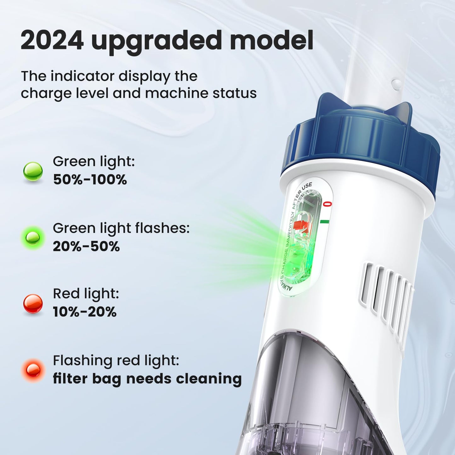 Enhulk Pool Vacuum for Above Ground Pool with Powerful Suction up to 18.5 gallons/min, Running time up to 1H, Handheld Rechargeable Pool Cleaner with a Telescopic Pole, PC10