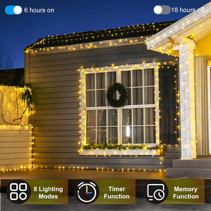 Mresove Upgraded 105FT 300LEDs Christmas Lights Connectable Outdoor Indoor String Lights Timer with Remote 8 Modes Memory Function for Christmas Tree Party Decoration Warm White 🍁 All In One Marketplace Canada