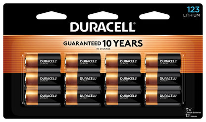 Duracell CR123A 3V Lithium Battery, 12 Count, 10-Year Storage, Long-Lasting