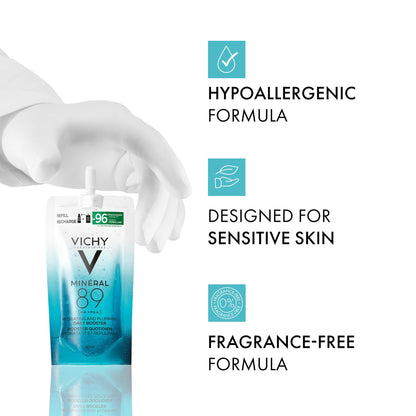 Vichy Hydrating Hyaluronic Acid Serum Refill, Mineral 89 Daily Face Serum Skin Booster with Hyaluronic Acid & Minerals, Hydrates and Strengthens Sensitive Skin, Recommended by Dermatologists, 50mL - Available at All In One Marketplace Canada