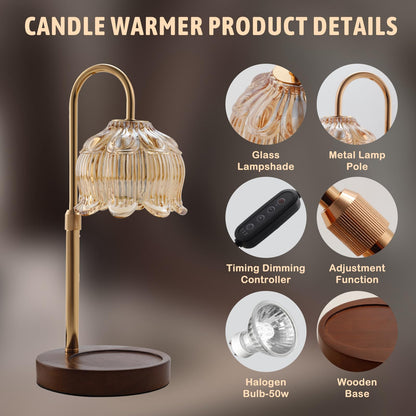 GEEZO Fragrance Candle Warmer Lamp,Electric Candle Warmer with Timer & Dimmer, Mom Christmas Birthday Gifts for Women, House Warming Gifts New Home Bedroom Decor 🍁 All In One Marketplace Canada