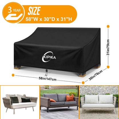 Kipiea Patio Sofa Cover, Heavy Duty 600D Outdoor Couch Cover Waterproof Winter, 2-Seat Patio Furniture Cover Loveseat, Outdoor Sofa Covers with Anti UV and No Tears, No Fading (58" W x 30" D x 31" H) 🍁 All In One Marketplace Canada