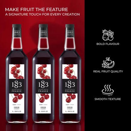 Maison Routin 1883 Cherry Syrup, Pet Bottle 1000 Milliliter 1883 MAISON ROUTIN