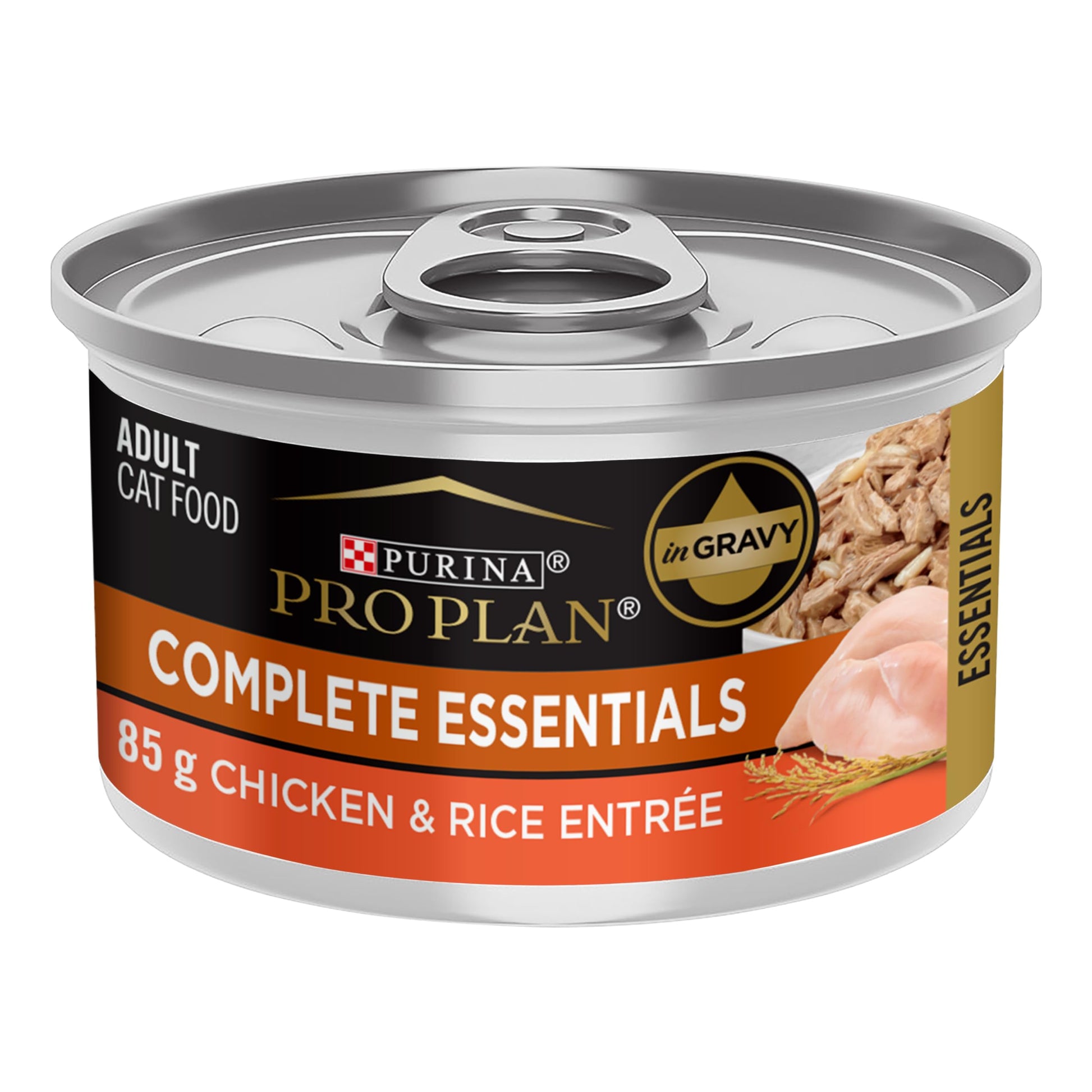 Purina Pro Plan Complete Essentials Wet Cat Food, Chicken & Rice Entree in Gravy - 85 g Can (24 Pack) Pro Plan