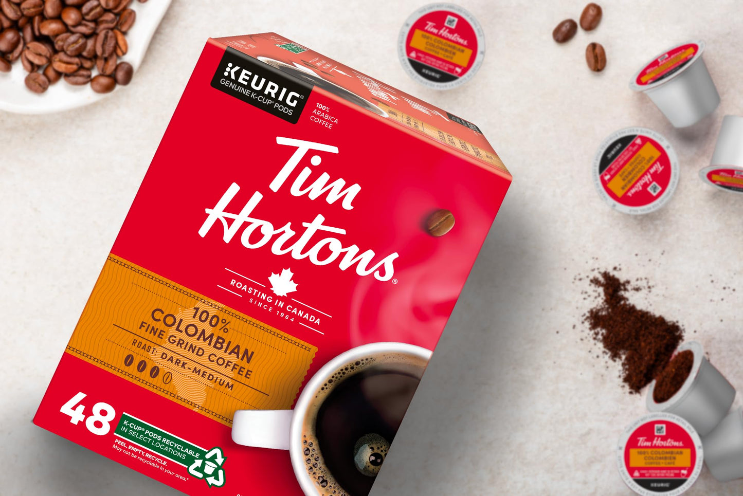 Tim Hortons Colombian Coffee Medium Roast K-Cup Pods – 48 Count