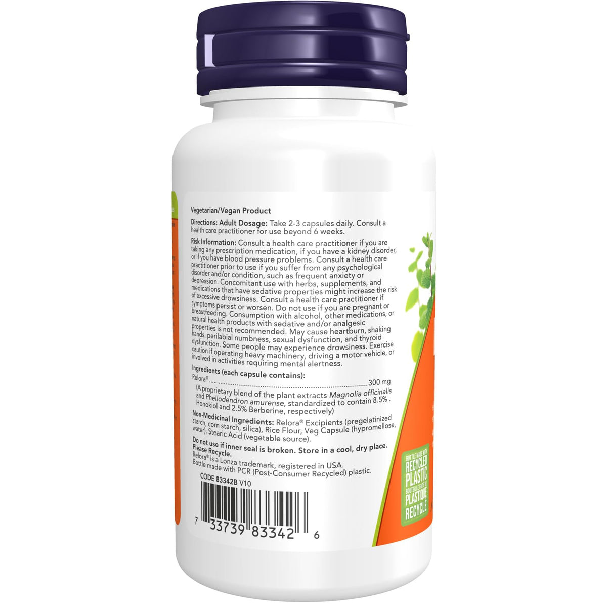 NOW Supplements, Relora 300 mg (a Blend of Plant Extracts from Magnolia officinalis and Phellodendron amurense), 60 Veg Capsules