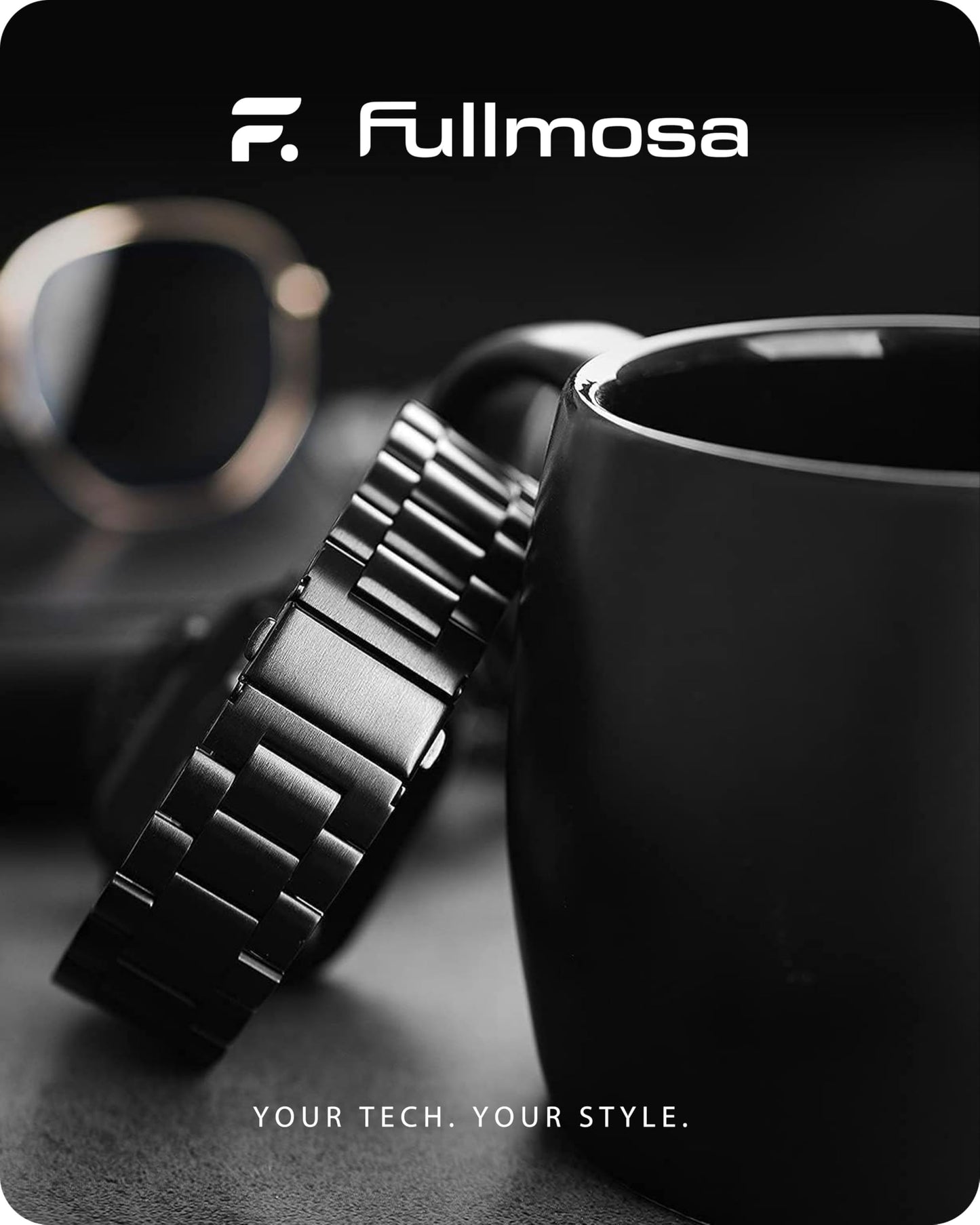 Fullmosa Compatible with Apple Watch Band 45mm 44mm 42mm 46mm 49mm 41mm 40mm 38mm, Stainless Steel Band with Case for iwatch Ultra Series11 10 9 8 7 6 5 4 3 2 1 & SE3/2/1,42mm 44mm 45mm Black
