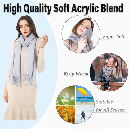 Womens Scarf Pashmina Shawls & Wraps 79x28 Acrylic Blend Silver 🍁 All In One Marketplace Canada