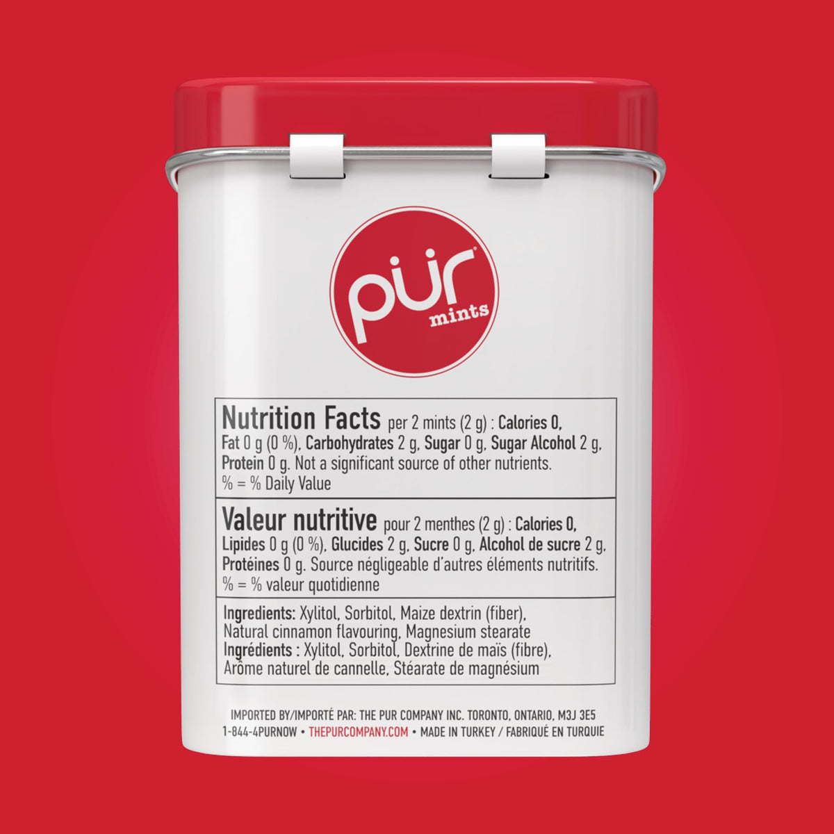PUR Mints, Cinnamon Xylitol Mints, No Artificial flavour, 360 Count (12x30)