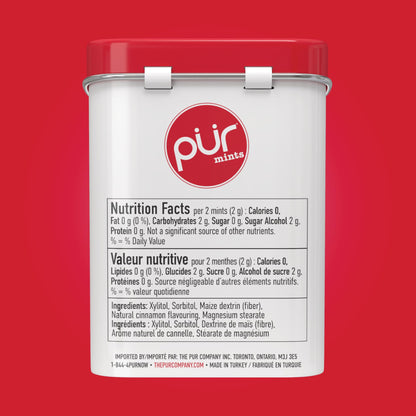 PUR Mints, Cinnamon Xylitol Mints, No Artificial flavour, 360 Count (12x30)