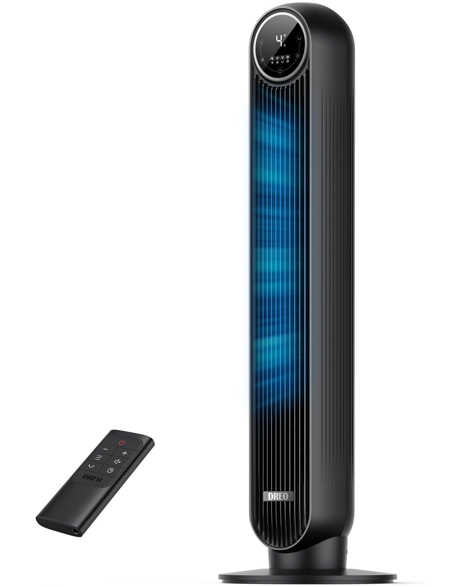 DREO Tower Fan for Bedroom, 2026 Upgraded DC Motor, 28ft/s High Velocity, 20dB Ultra Quiet Standing Fan, 8 Speeds 4 Modes, 90° Oscillating Bladeless Fan for Indoors, Floor Fans with Remote, Black