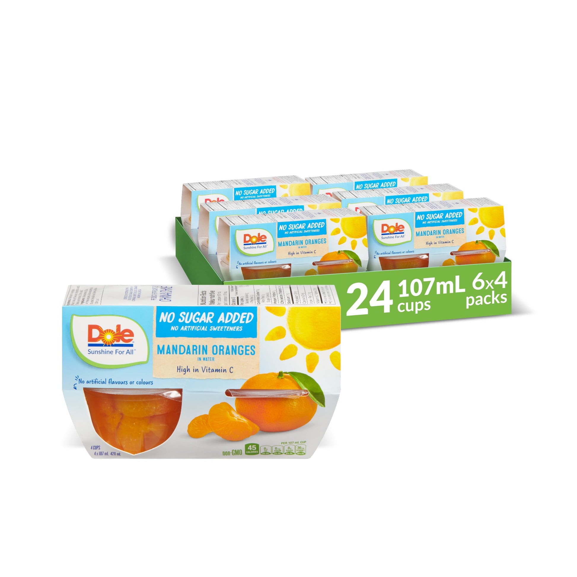 Dole Fruit Bowls Mandarin Oranges in Water, No Sugar Added, Healthy School Snacks, 107ml, 24 Cups, Packaging May Vary Dole