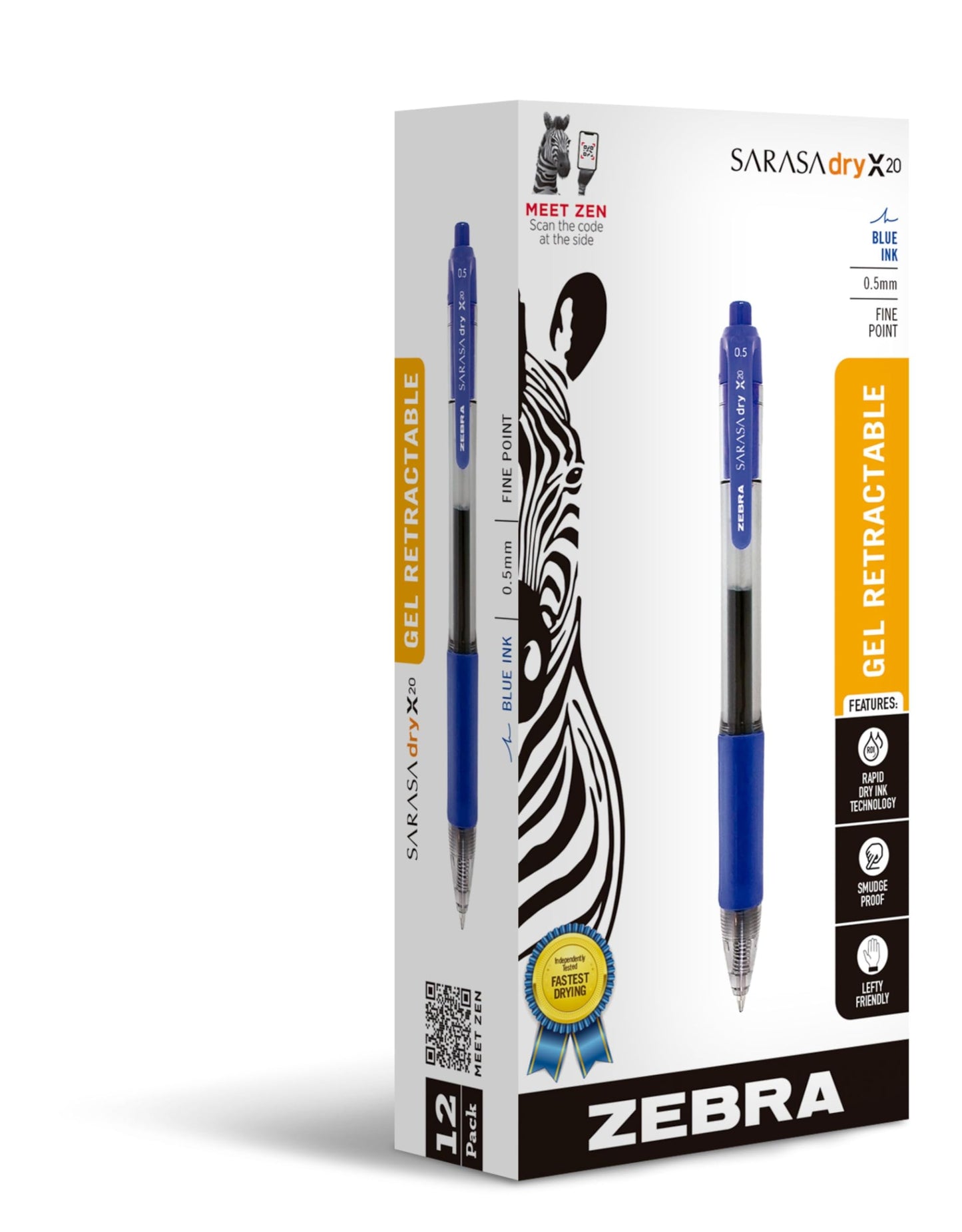 Zebra Pen SARASA X20 Retractable Gel Pen, Blue Ink, 0.5mm, 12-Pack Zebra Pen