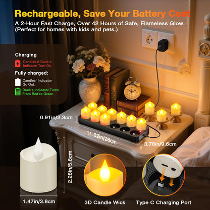Yme Rechargeable Candles with Remote, 12PCS LED Tea Lights with Timer 🍁 All In One Marketplace Canada