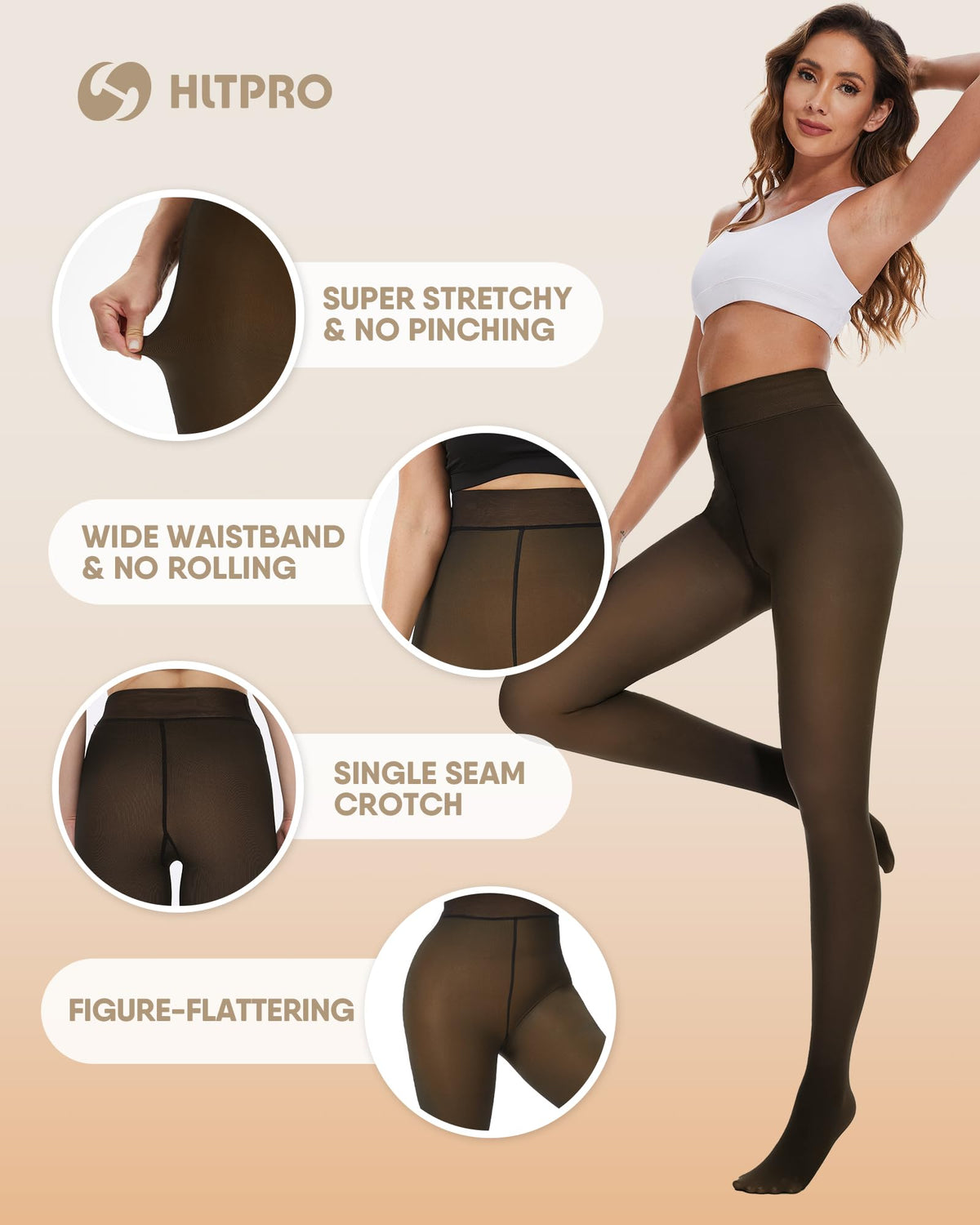Fleece Lined Tights Women - Thermal Pantyhose for Winter Warm Thick Stockings with High Waist Fake Translucent Leggings Translucent Black Small-Medium 🍁 All In One Marketplace Canada