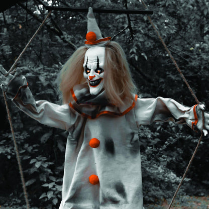 Haunted Hill Farm, clown animé Smalls de 140 cm sur balançoire, décoration d'Halloween pour intérieur ou extérieur couvert, fonctionne sur piles, décoration de fête
