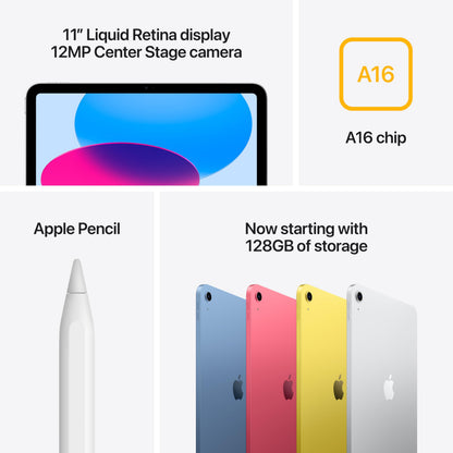Apple iPad with A16 chip: 11-inch Liquid Retina Display, 128 GB, Wi-Fi 6, 12MP Front/12MP Back Camera, Touch ID, All-Day Battery Life — Pink 🍁 All In One Marketplace Canada