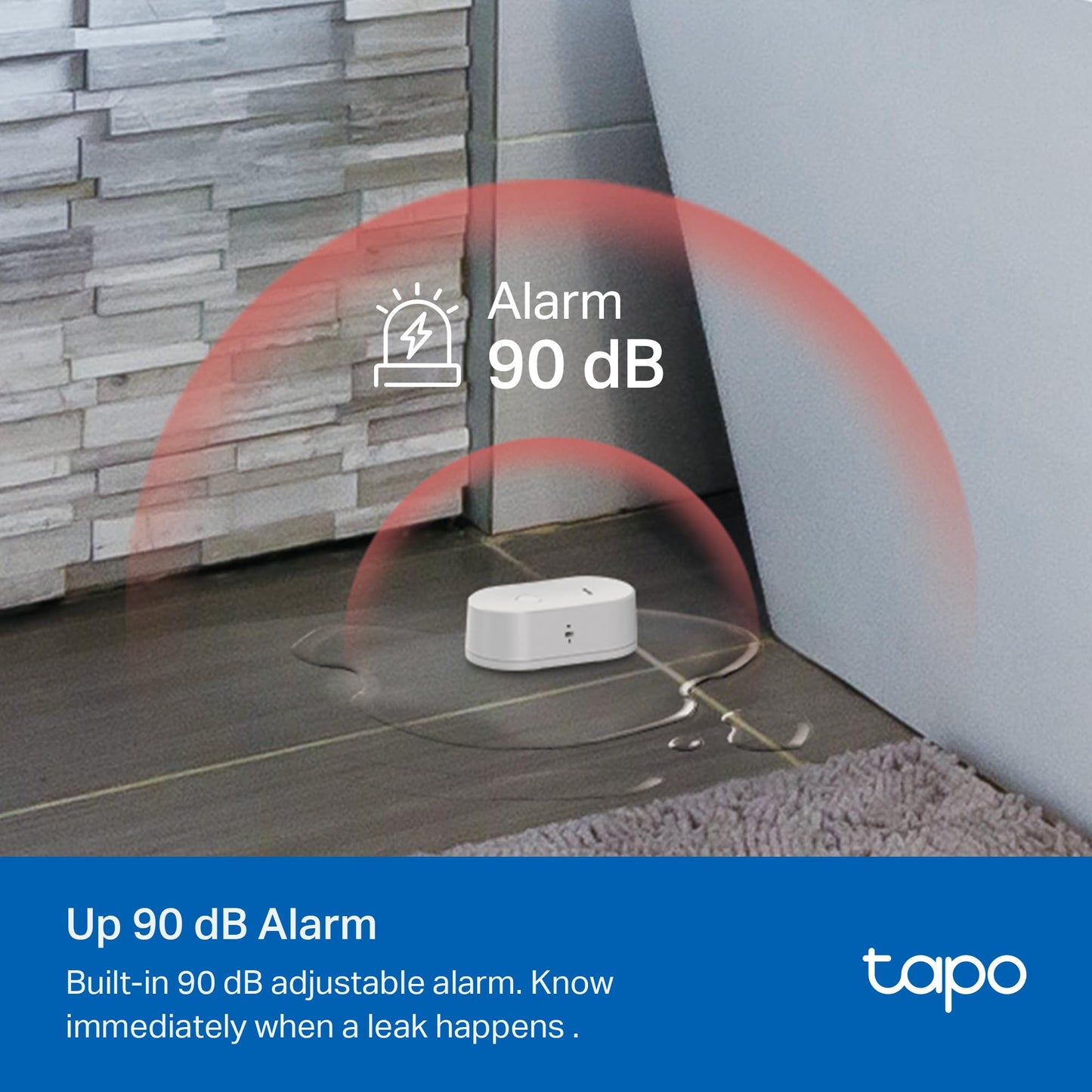 TP-Link Tapo Smart Water Leak Detector, Requires Tapo Hub, Water Leak Sensor Wi-Fi with Rapid Dripping Detection, 90dB Adjustable Alarm, App Alerts, Compatible with Alexa and Google Home, T300 Tapo