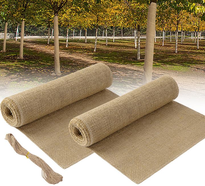 2 Roll 10''x10ft Natural Burlap Tree Wrap Rolls,Fabric Tree Trunk Protector 🍁 All In One Marketplace Canada