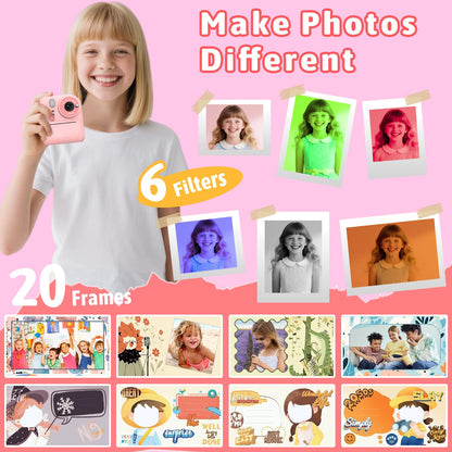 Kids Instant Print Camera Toys,1080P HD Toddler Digital Video Camera,Christmas Birthday Gifts for Girls Boys Age 3-12 Year Old - 32G SD Card Included (Pink) 🍁 All In One Marketplace Canada