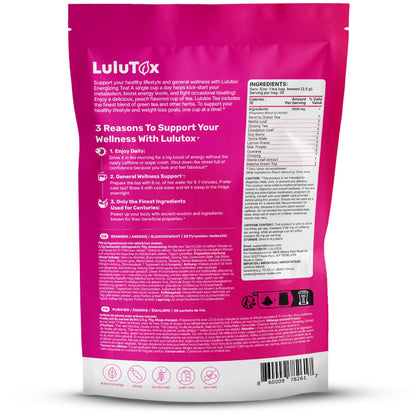 LULUTOX Detox Tea - Dandelion, Ginseng & Ginger Herbal Blend - Natural Weight & Digestive Support - Vegan, Laxative-Free, Peach (28 Servings)
