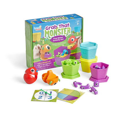 hand2mind Grab that Monster Fine Motor Activity Set, Occupational Therapy Toys, Fine Motor Skills Toys for Toddlers, Pincer Grasp Toys, Play Therapy Games for Kids, Halloween Toys for Kids 3-5