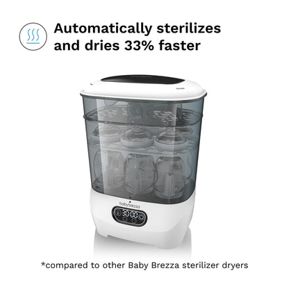 Baby Brezza Bottle Sterilizer and Dryer Advanced – 33% Faster - Largest Capacity Steam Sanitizer - Universal Sterilization Machine for All Bottles + Baby Product Parts - HEPA Air Filter Baby Brezza