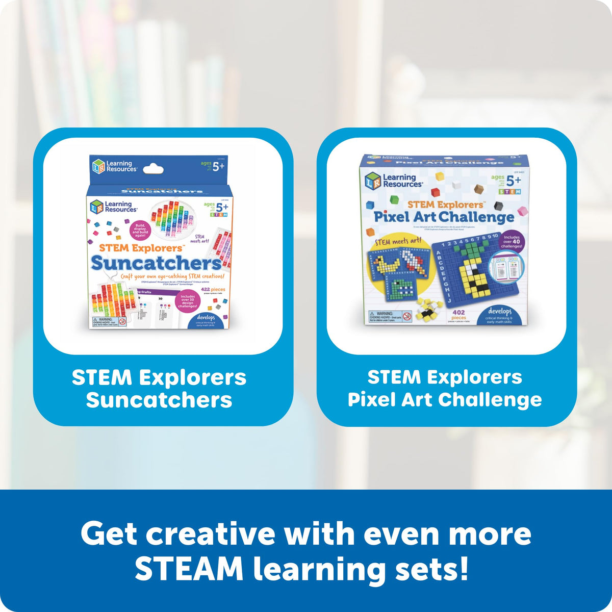 Learning Resources STEM Explorers Pixel Art Pro - Critical Thinking, Math Manipulatives, Problem Solving Skills, Pattern Blocks, Brain Games, Montessori, Fine Motor Skills, Gifts for Boys and Girls