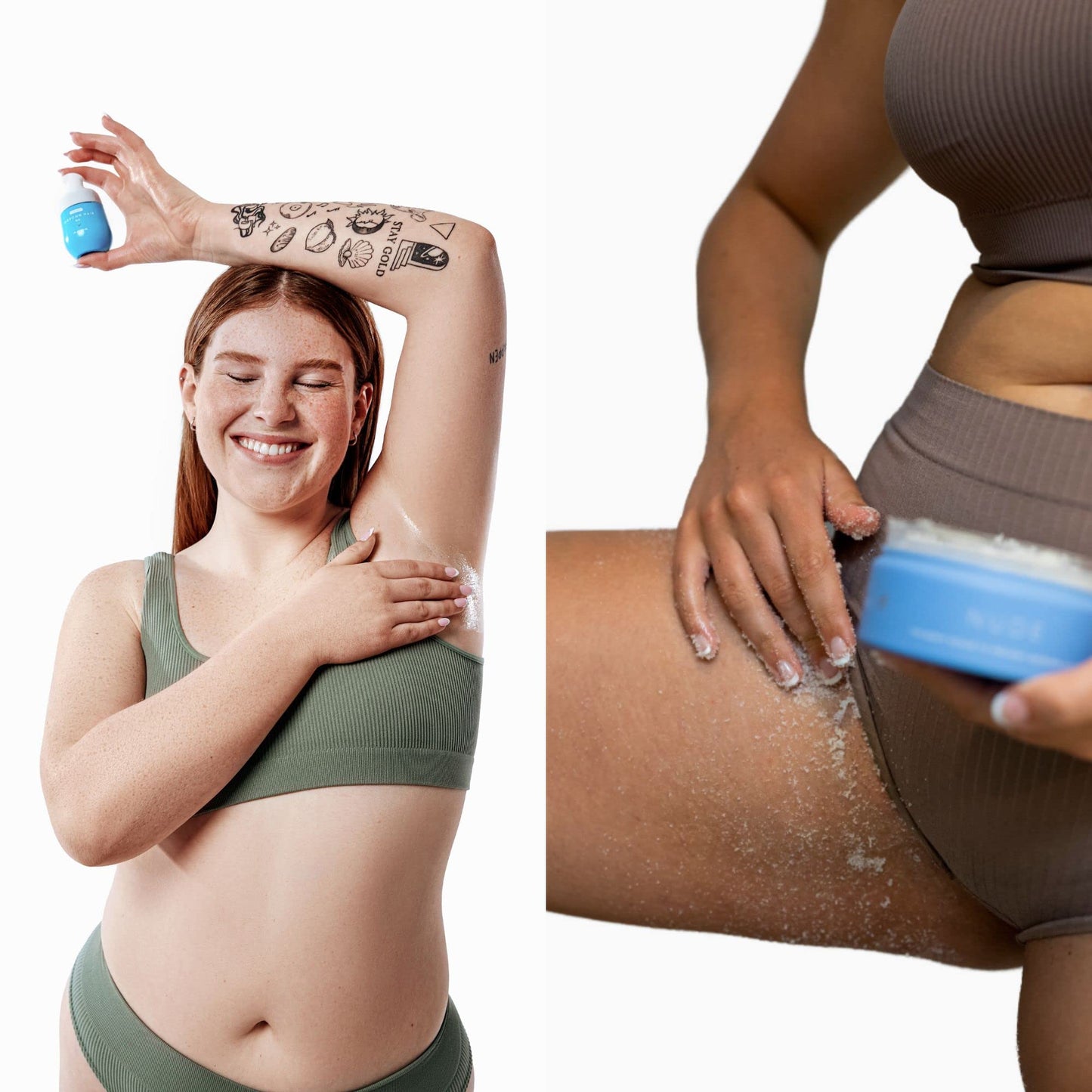 Bushbalm Ingrown Hair and Razor Bumps 2 Step Routine - Moisturize and Soothe - Nude Ingrown Hair Oil (30 ml), Nude Exfoliating Scrub (236 ml) - Nude - Valued at $49 - Available at All In One Marketplace Canada