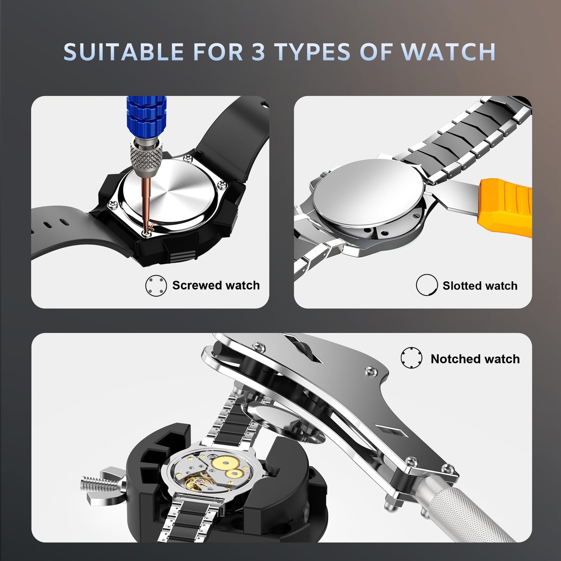 JOREST Watch Repair Tool Kit, Battery Replacement, Strap Adjustment, Bracelet Pin Removal, Band Link Remover, Resizing Tool, Wrench Opening Cover, Case Back Opener, Screwdriver, Spring Bar - Available at All In One Marketplace Canada