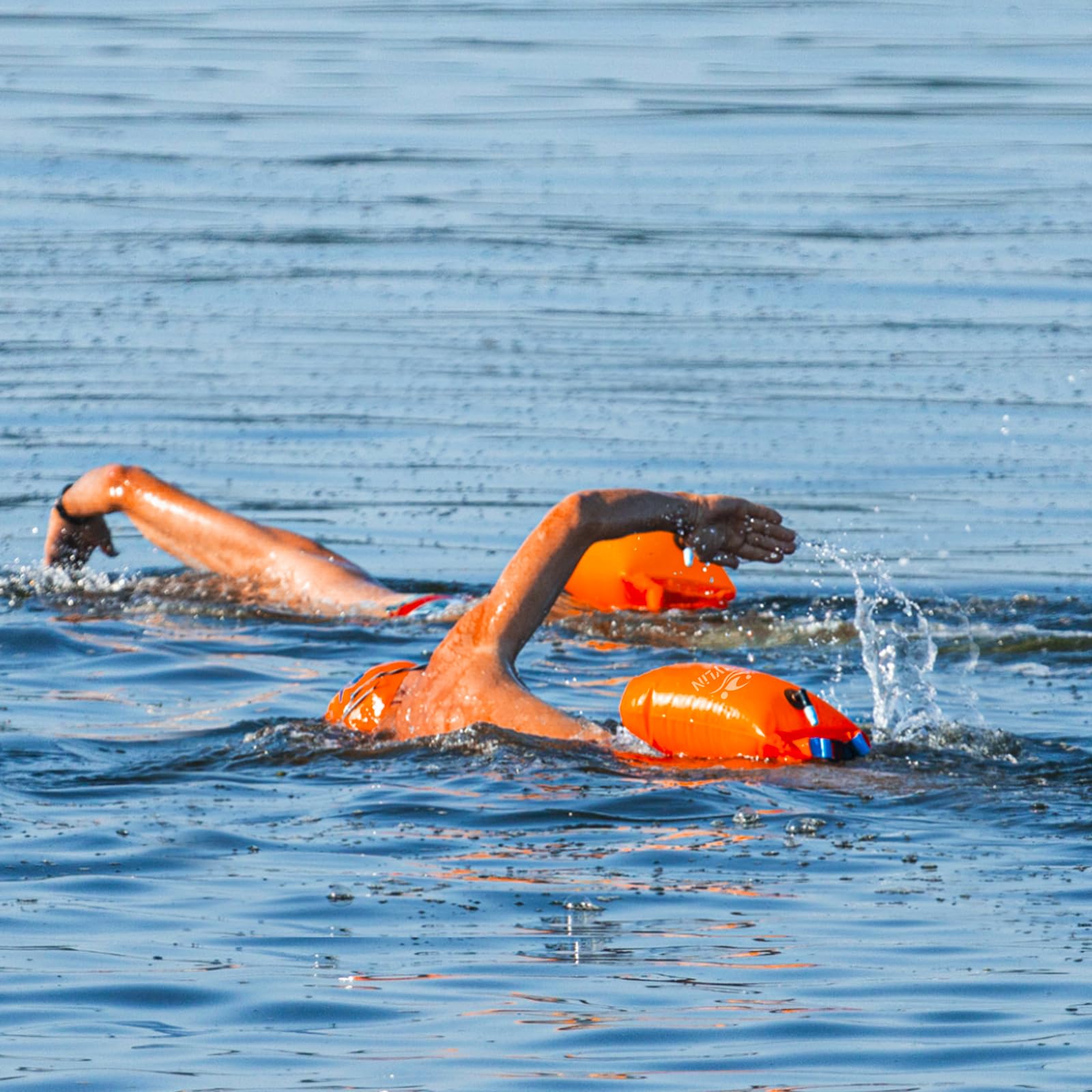 20L Swim Buoy, Swim Buoy with Storage for Kids and Adults, Waterproof Inflatable Dry Bag Swim Safety Float for Water Sports, Open Water Swimmers, Triathletes, Kayakers and Snorkelers, Orange